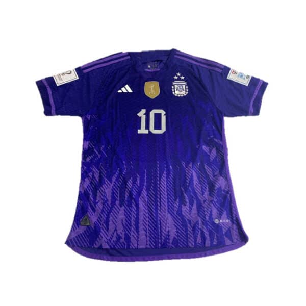 Messi Away Jersey T-shirt of Argentina Uniform in World Cup Qatar 2022 Championship - 3 Stars Version - Image 2
